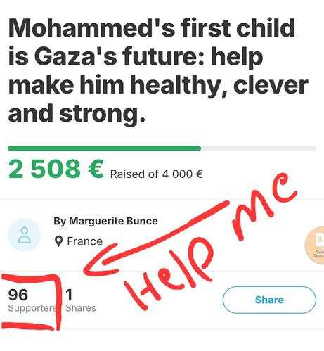 A friend challenged me to reach the 100th donor.
Can we achieve this challenge together?
Even just one euro can bring us closer to the goal.
Who will be donor number 100? 👀
And if you can’t donate, please share this post so it might reach someone who can help.
Support link: https://chuffed.org/project/144437

#gaza #palestine