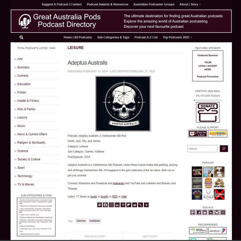 Adeptus Australis: A Warhammer 40k Pod
Screenshot of the podcast listing on the Great Australian Pods website