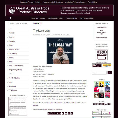 The Local Way Podcast
Screenshot of the podcast listing on the Great Australian Pods website