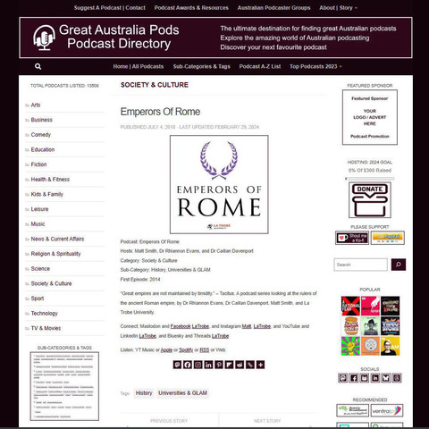 Emperors Of Rome 
Screenshot of the podcast listing on the Great Australian Pods website