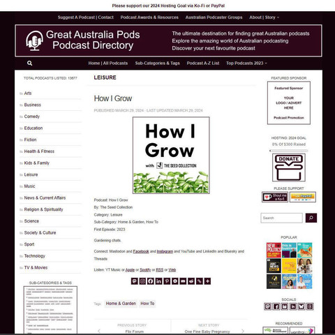 How I Grow
Screenshot of the podcast listing on the Great Australian Pods website