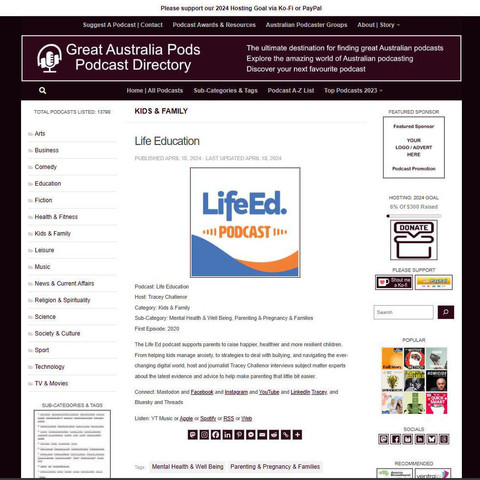 Life Education
Screenshot of the podcast listing on the Great Australian Pods website