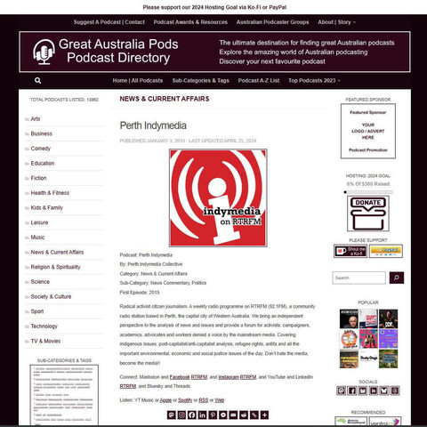 Perth Indymedia 
Screenshot of the podcast listing on the Great Australian Pods website