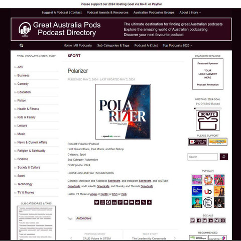 Polarizer Podcast
Screenshot of the podcast listing on the Great Australian Pods website