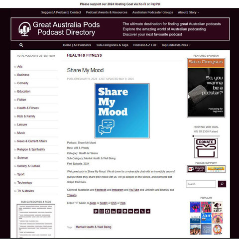 Share My Mood
Screenshot of the podcast listing on the Great Australian Pods website