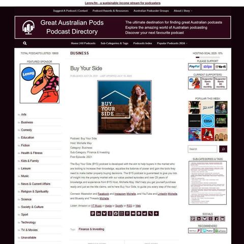 Buy Your Side
Screenshot of the podcast listing on the Great Australian Pods website
