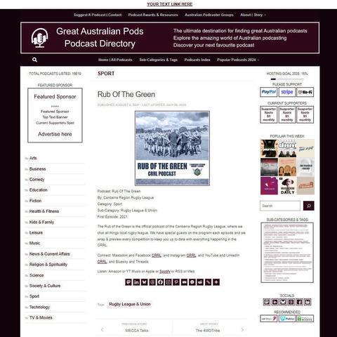 Rub Of The Green 
Screenshot of the podcast listing on the Great Australian Pods website