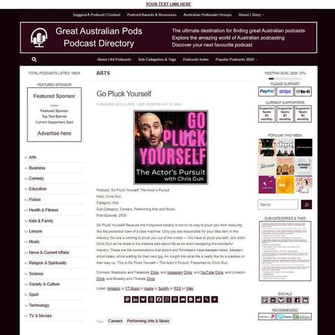 Go Pluck Yourself: The Actor's Pursuit
Screenshot of the podcast listing on the Great Australian Pods website