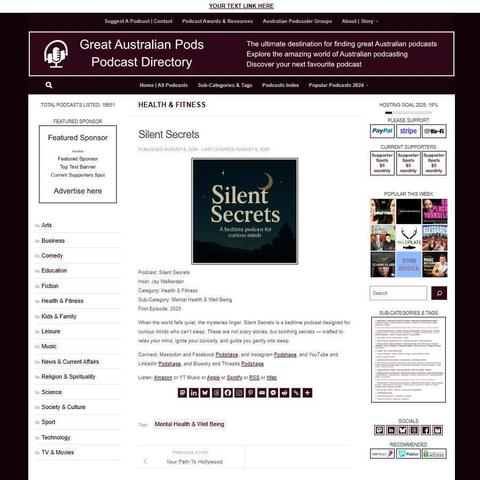 Silent Secrets
Screenshot of the podcast listing on the Great Australian Pods website