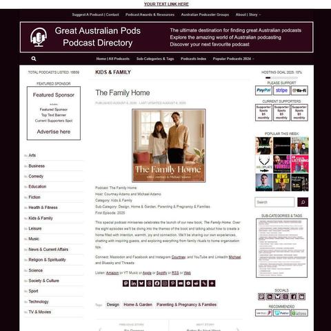 The Family Home
Screenshot of the podcast listing on the Great Australian Pods website