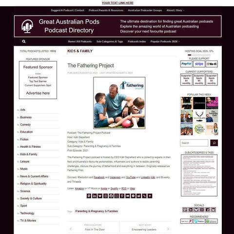 The Fathering Project Podcast
Screenshot of the podcast listing on the Great Australian Pods website