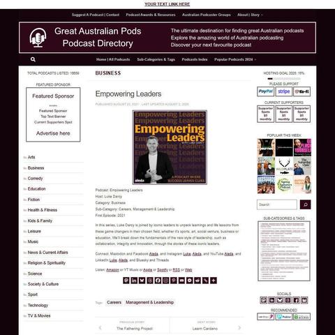Empowering Leaders
Screenshot of the podcast listing on the Great Australian Pods website