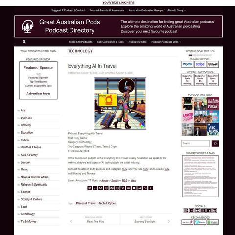 Everything AI In Travel
Screenshot of the podcast listing on the Great Australian Pods website