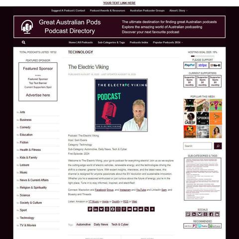 The Electric Viking
Screenshot of the podcast listing on the Great Australian Pods website