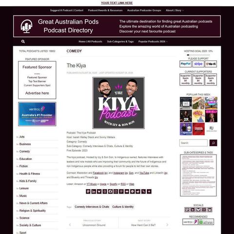 The Kiya Podcast 
Screenshot of the podcast listing on the Great Australian Pods website