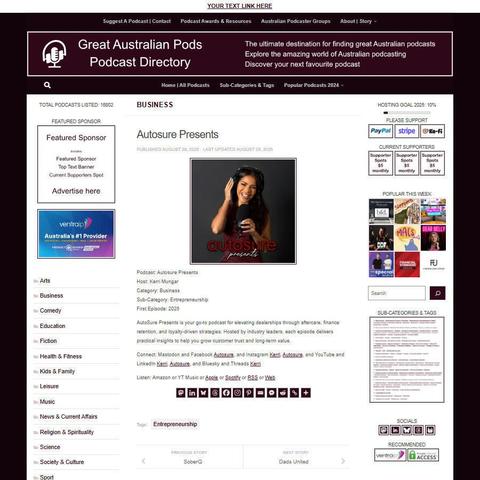Autosure Presents
Screenshot of the podcast listing on the Great Australian Pods website