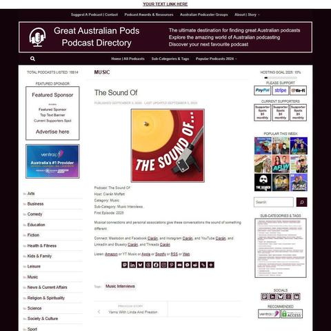 The Sound Of
Screenshot of the podcast listing on the Great Australian Pods website