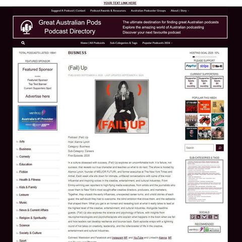 (Fail) Up
Screenshot of the podcast listing on the Great Australian Pods website