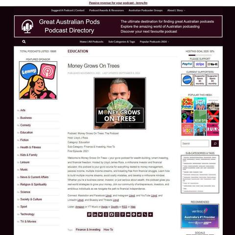 Money Grows On Trees
Screenshot of the podcast listing on the Great Australian Pods website