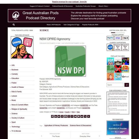 NSW DPIRD Agronomy
Screenshot of the podcast listing on the Great Australian Pods website