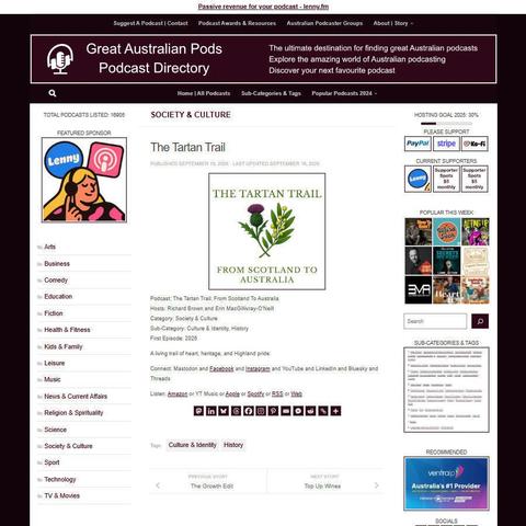 The Tartan Trail: From Scotland To Australia
Screenshot of the podcast listing on the Great Australian Pods website
