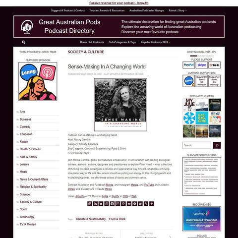 Sense-Making In A Changing World 
Screenshot of the podcast listing on the Great Australian Pods website