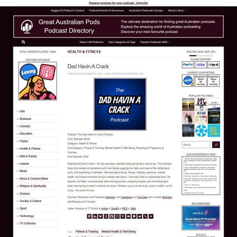 The Dad Havin A Crack Podcast
Screenshot of the podcast listing on the Great Australian Pods website