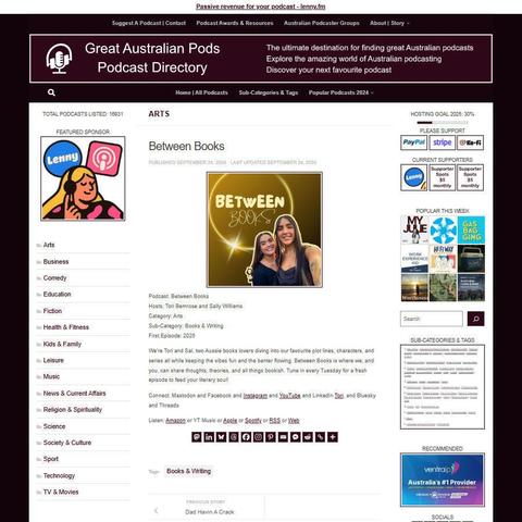 Between Books
Screenshot of the podcast listing on the Great Australian Pods website