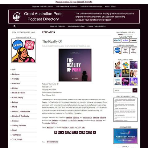 The Reality Of
Screenshot of the podcast listing on the Great Australian Pods website