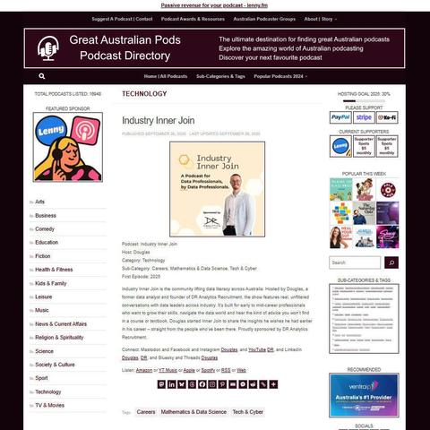 Industry Inner Join
Screenshot of the podcast listing on the Great Australian Pods website