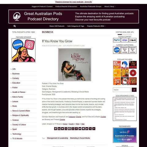 If You Know You Grow
Screenshot of the podcast listing on the Great Australian Pods website
