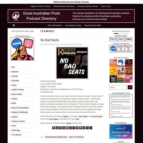 No Bad Seats
Screenshot of the podcast listing on the Great Australian Pods website