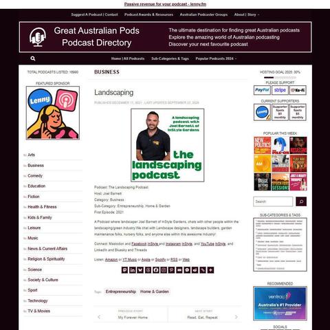 The Landscaping Podcast
Screenshot of the podcast listing on the Great Australian Pods website