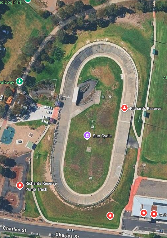 Google maps satellite photo of Coburg velodrome.