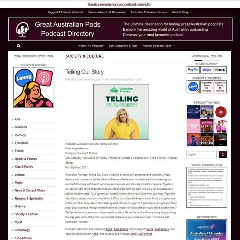 Australian Farmers: Telling Our Story
Screenshot of the podcast listing on the Great Australian Pods website