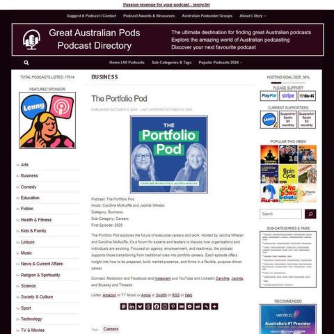 The Portfolio Pod
Screenshot of the podcast listing on the Great Australian Pods website