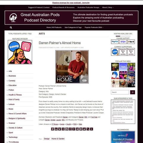 Darren Palmer's Almost Home
Screenshot of the podcast listing on the Great Australian Pods website