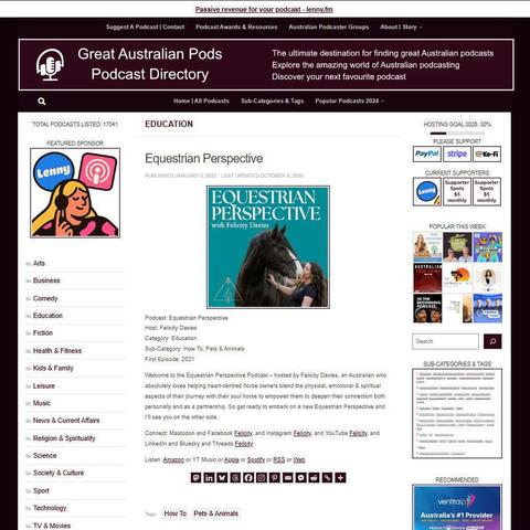 Equestrian Perspective
Screenshot of the podcast listing on the Great Australian Pods website