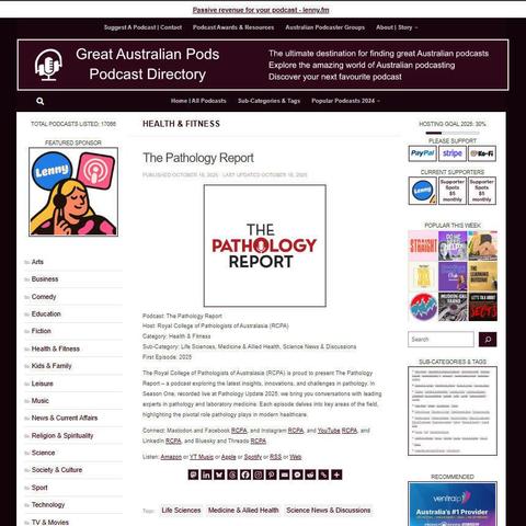 The Pathology Report
Screenshot of the podcast listing on the Great Australian Pods website