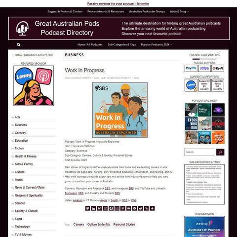 Work In Progress | Australia Explained
Screenshot of the podcast listing on the Great Australian Pods website