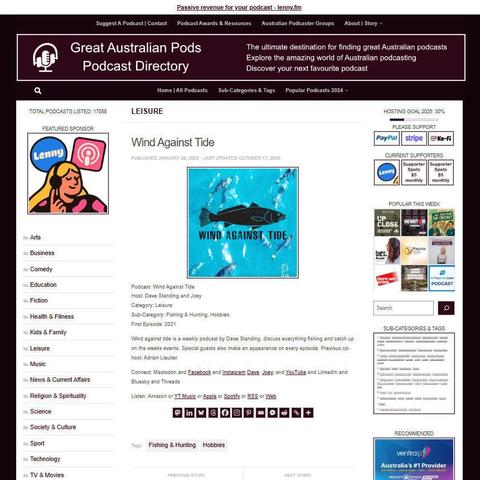 Wind Against Tide 
Screenshot of the podcast listing on the Great Australian Pods website