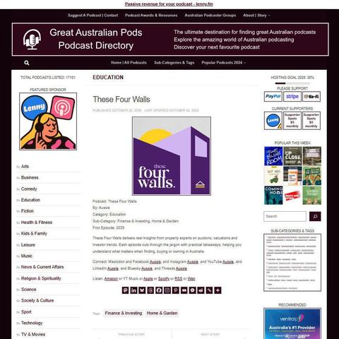 These Four Walls
Screenshot of the podcast listing on the Great Australian Pods website