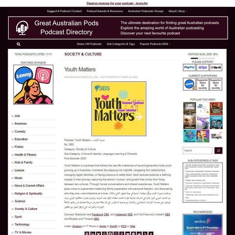 Youth Matters
Screenshot of the podcast listing on the Great Australian Pods website