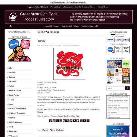The Triploi Podcast
Screenshot of the podcast listing on the Great Australian Pods website
