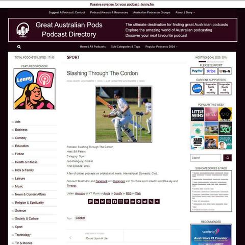 Slashing Through The Cordon
Screenshot of the podcast listing on the Great Australian Pods website