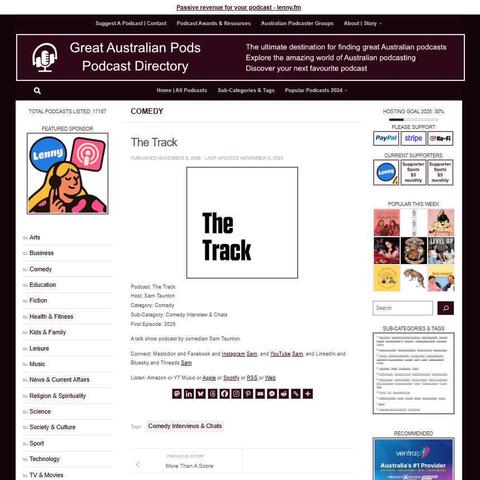 The Track
Screenshot of the podcast listing on the Great Australian Pods website