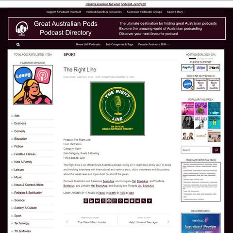 The Right Line
Screenshot of the podcast listing on the Great Australian Pods website