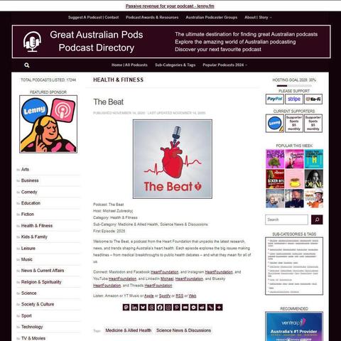 The Beat
Screenshot of the podcast listing on the Great Australian Pods website