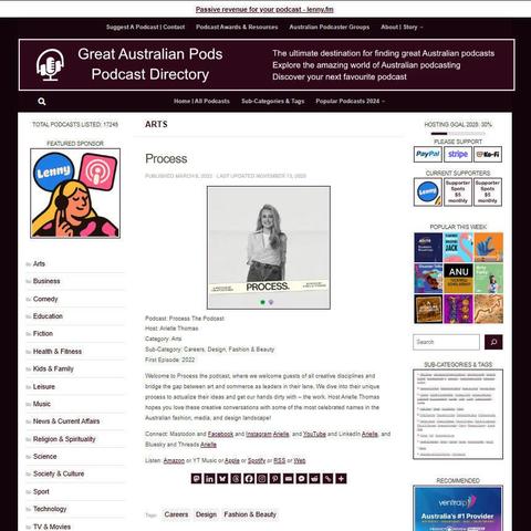 Process The Podcast
Screenshot of the podcast listing on the Great Australian Pods website