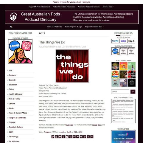 The Things We Do
Screenshot of the podcast listing on the Great Australian Pods website